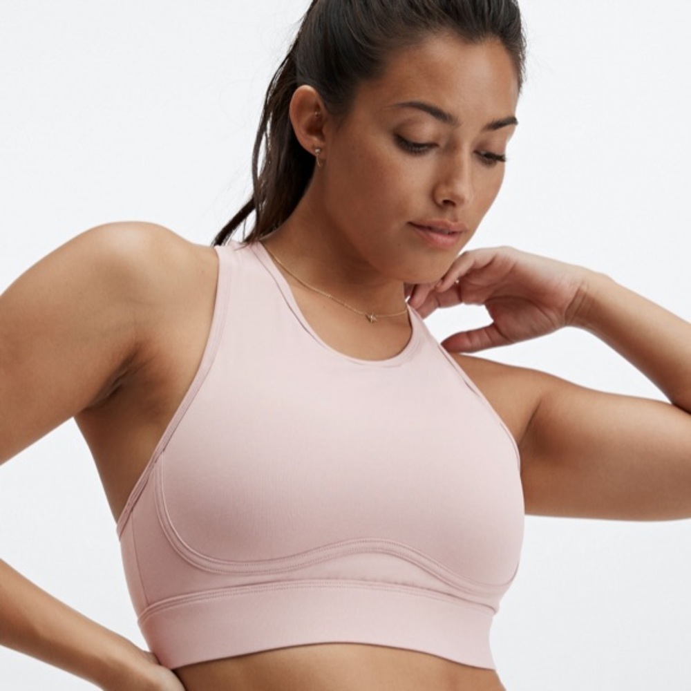 NWT Fabletics sports bra large purple lavender Blare cross back trail dust